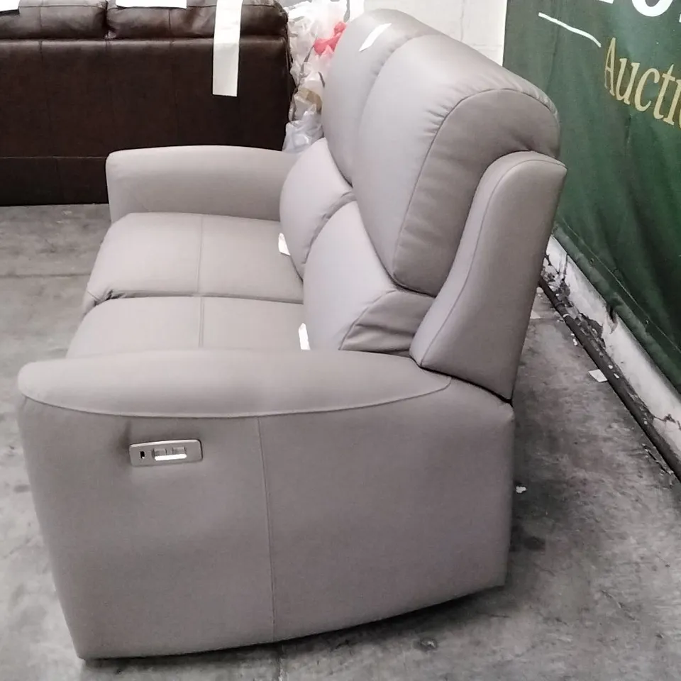 QUALITY BRITISH DESIGNER G PLAN MANUFACTURED HAMILTON 2 SEATER ELECTRIC RECLINER DBL SOFA  - OXFORD MUSHROOM LEATHER 