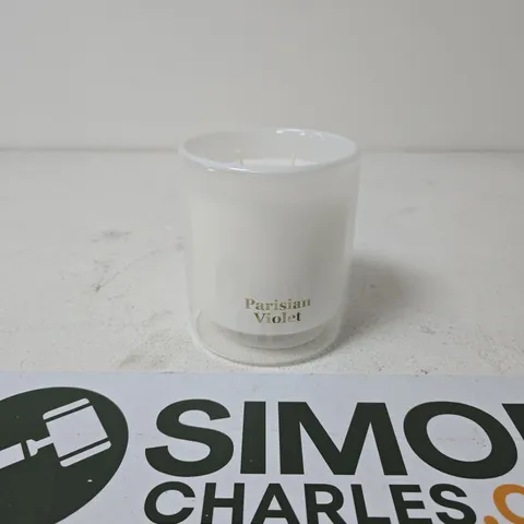PARISIAN VIOLET SCENTED DOUBLE-WICK CANDLE IN FROSTED GLASS