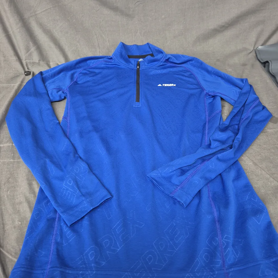 ADIDAS TERREX AEROREADY LONG-SLEEVE ZIP TOP – BLUE, SIZE M