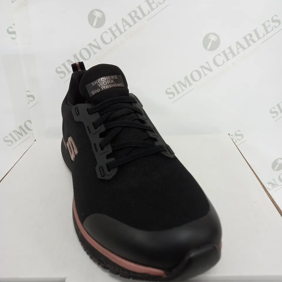 PAIR OF SKECHERS SQUAD WORK TRAINERS IN BLACK SIZE 7
