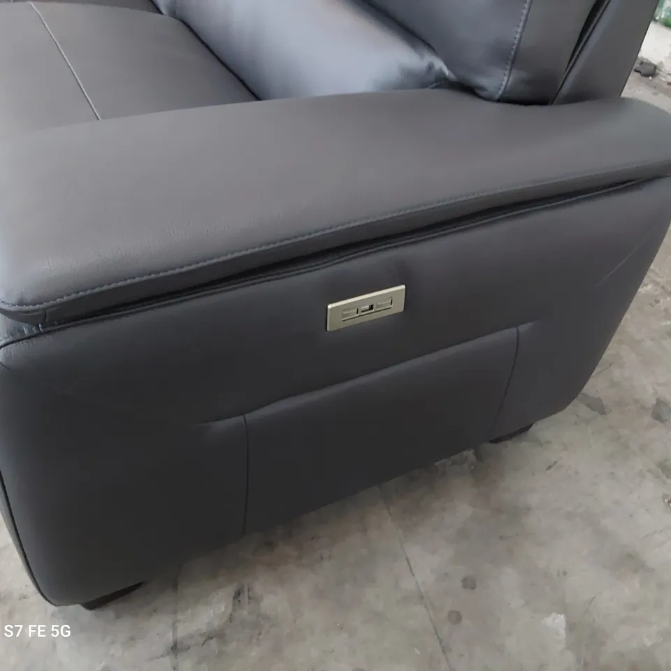 QUALITY ITALIAN DESIGNER GRADO POWER RECLINING THREE SEATER SOFA CHARCOAL LEATHER 