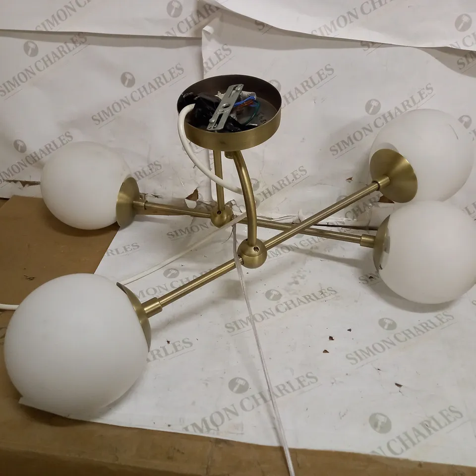 MATT ANTIQUE BRASS SEMI FLUSH WITH OPAL GLASS