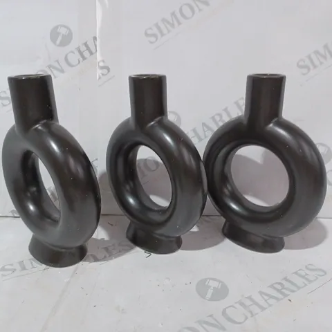 K BY KELLY HOPPEN SET OF 3 SMALL CANDLESTICKS