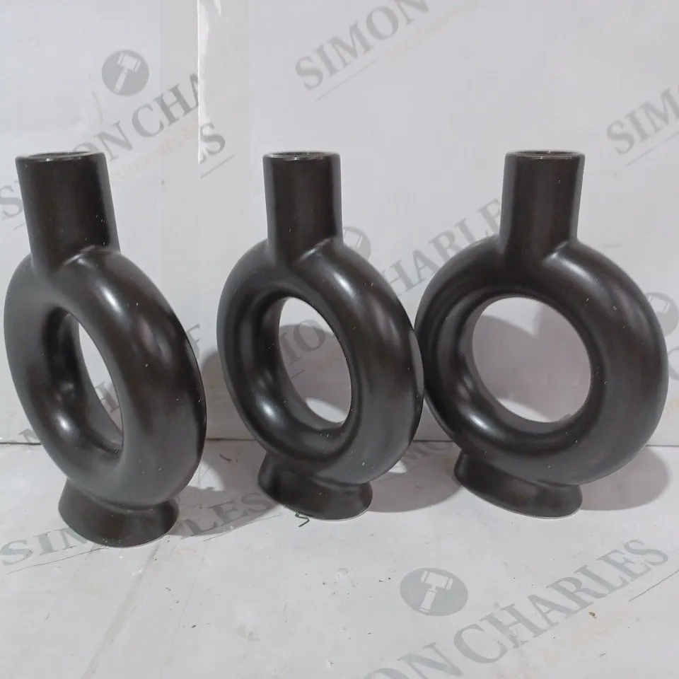 K BY KELLY HOPPEN SET OF 3 SMALL CANDLESTICKS