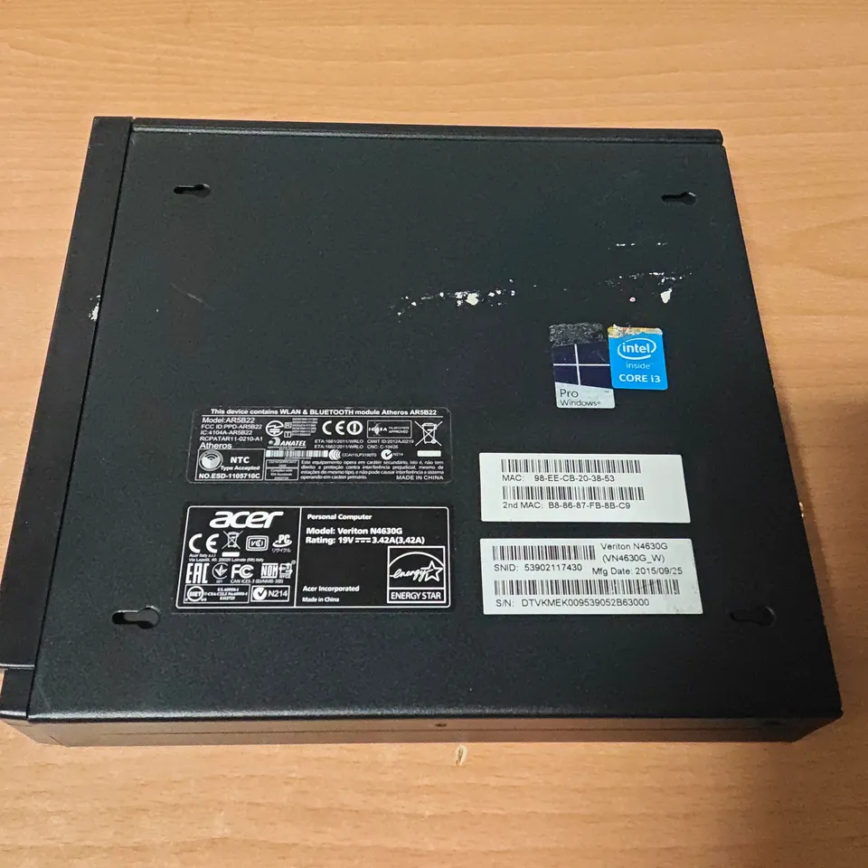 UNBOXED ACER INTEL I-3 8GB RAM PERSONAL COMPUTER 