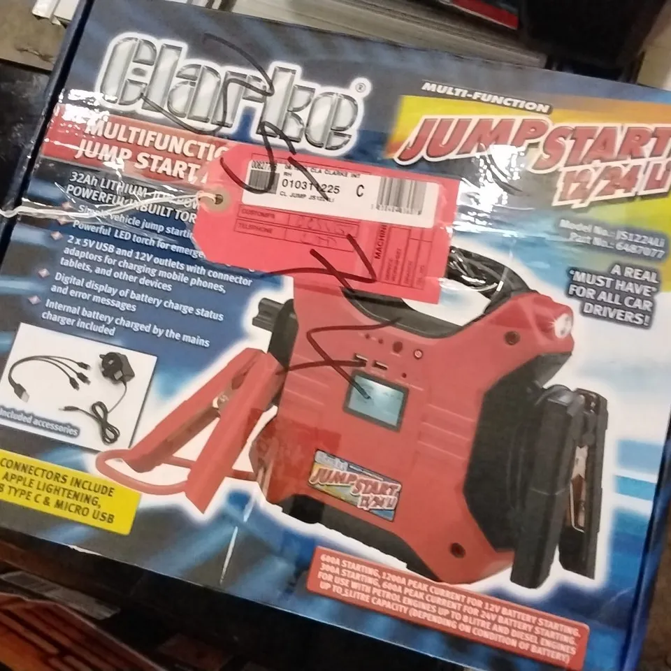 BOXED CLARKE JS1224LI 1200A 12/24V JUMPSTART WITH LITHIUM-ION BATTERY