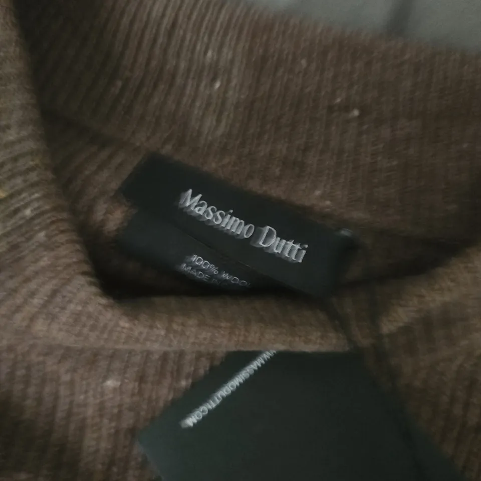 MASSIMO DUTTI BROWN KNIT WOOL SWEATER – MEN'S, SIZE M