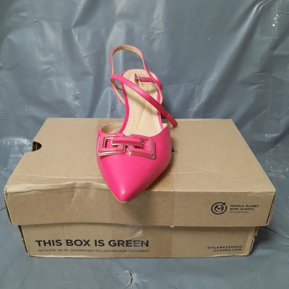 CLARKS SLINGBACK POINTED TOE LEATHER SANDALS BRIGHT PINK SIZE 6