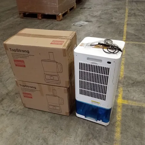 PALLET OF ASSORTED HOUSEHOLD GOODS & PRODUCTS TO INCLUDE; FOOD PROCESSORS, DEHUMIDIFIER, BOXED FURNITURE ETC 