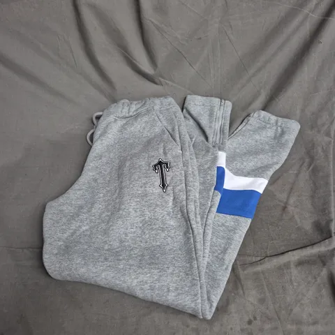 TRAPSTAR JOGGERS – GREY WITH BLUE STRIPE, UK SIZE M