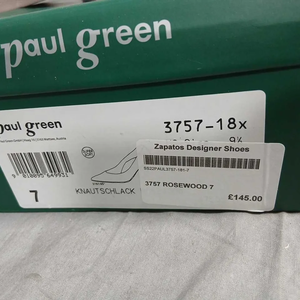 PAUL GREEN ROSEWOOD 3757 NUDE PATENT HIGH HEEL PUMPS, UK 7
