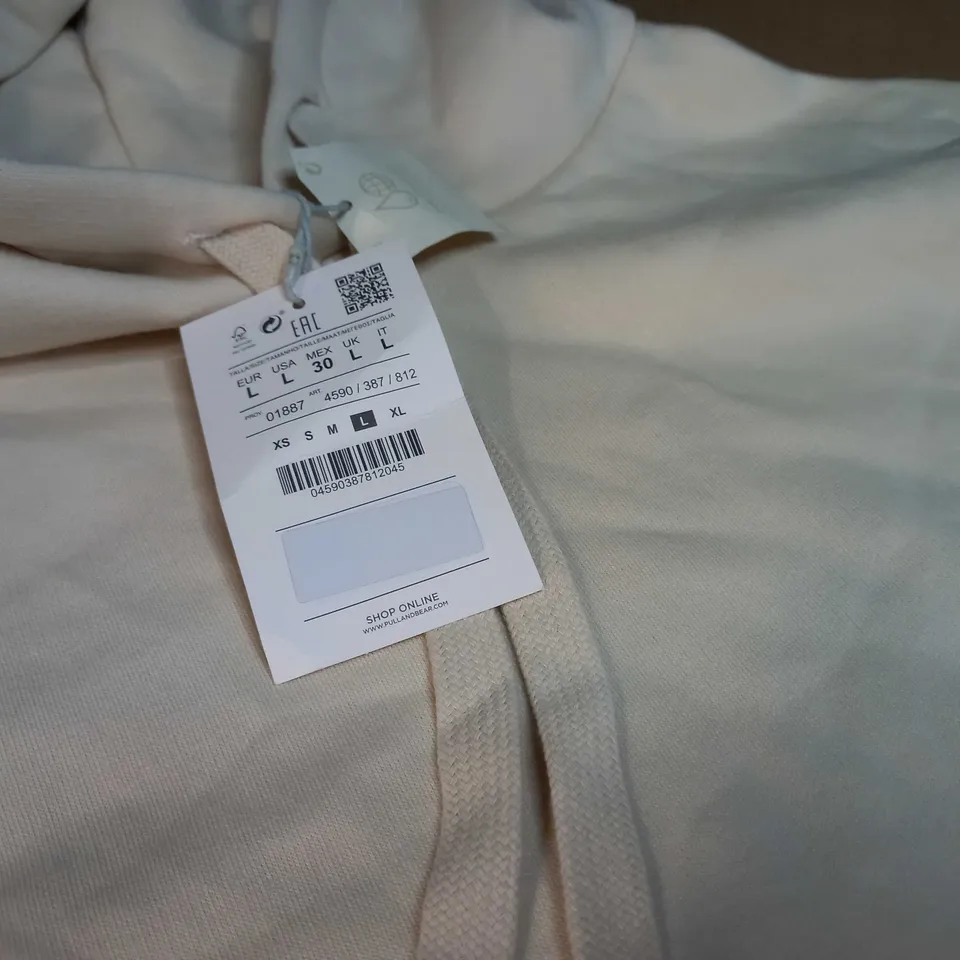 PULL&BEAR CREAM HOODIE - LARGE