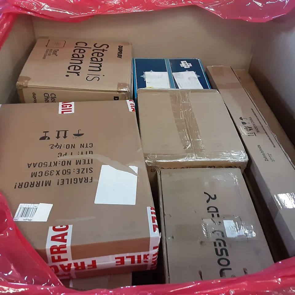 PALLET OF ASSORTED PRODUCTS INCLUDING AIR COOLER, DUPRAY STEAM CLEANER, YUDA, TIKKLE, ACEKOOL AIR FRYER, ZEBRA BLINDS 