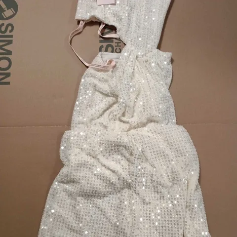 OH POLLY WHITE SEQUIN PARTY DRESS – EVENING WEAR - UK 10