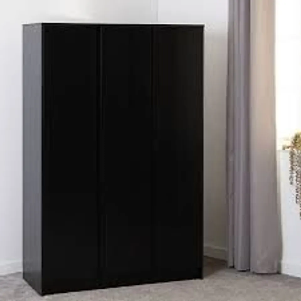 BOXED MALVERN 3 DOOR WARDROBE - BLACK (3 BOXES)