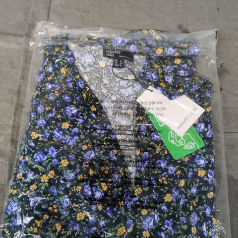 NOBODY'S CHILD LYDIA MIDI DRESS – BLUE & YELLOW DITSY FLORAL, UK 6 