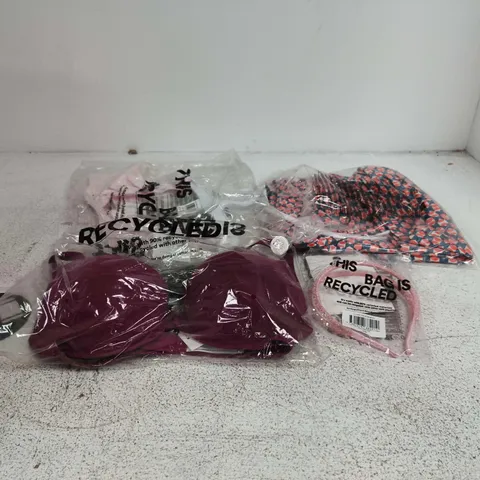 BOX OF APPROXIMATELY 35 ASSORTED CLOTHING ITEMS TO INCLUDE STRETCH SWIM SHORTS, PUSH UP BRA, LUXE HEADBAND ETC