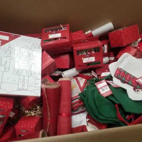 PALLET CONTAINING ASSORTED CHRISTMAS PRODUCTS & DECORATIONS INCLUDING COLOUR IN CANVAS NUTCRACKER, CUPCAKE TOPPERS, COTTON LINEN STOCKINGS, PAPER CUPS & VELLUM PAPER