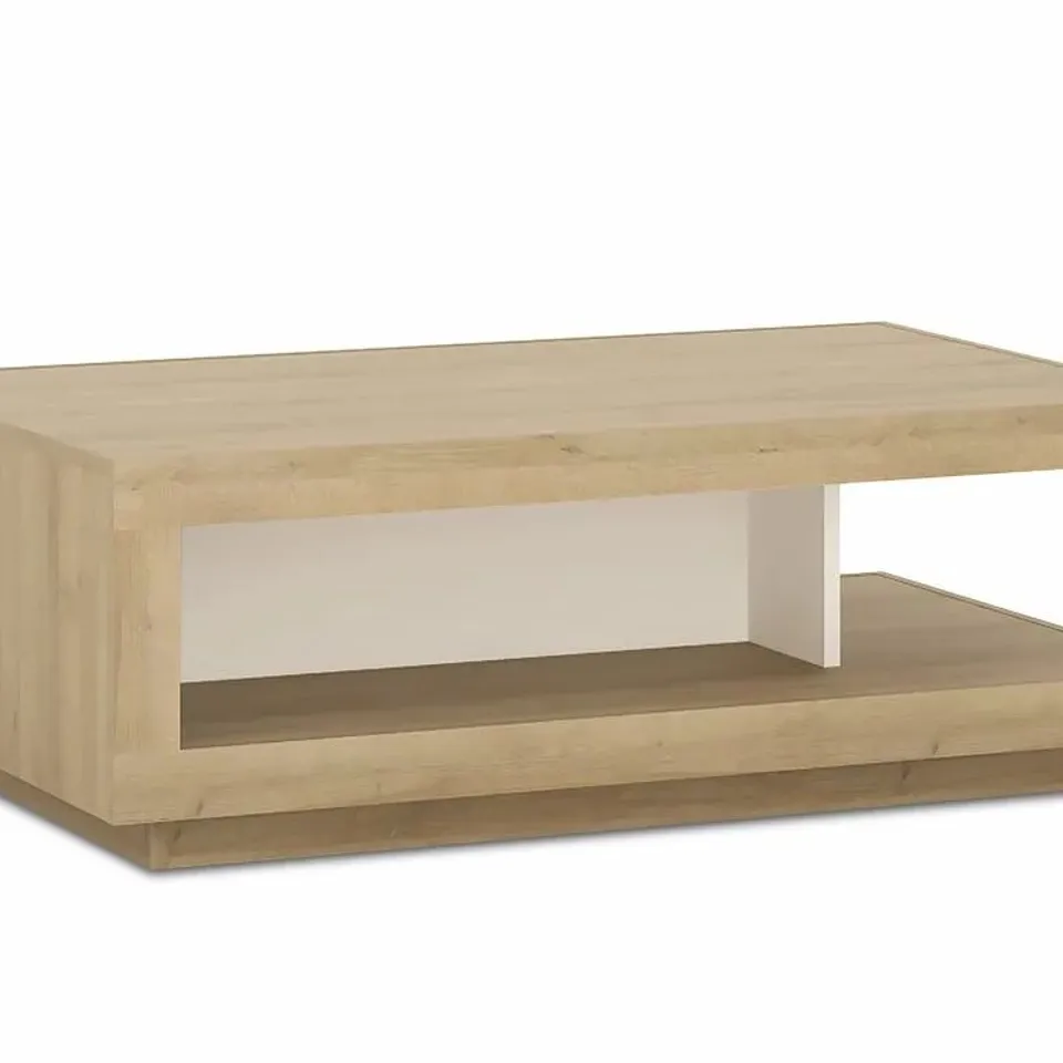BOXED LYON WHITE HIGH GLOSS AND OAK COFFEE TABLE