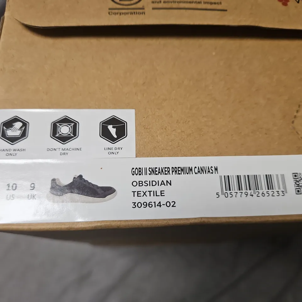 BOXED VIVOBAREFOOT GOBI II SNEAKER PREMIUM CANVAS – OBSIDIAN TEXTILE, UK 9 (EU 43) – MEN'S