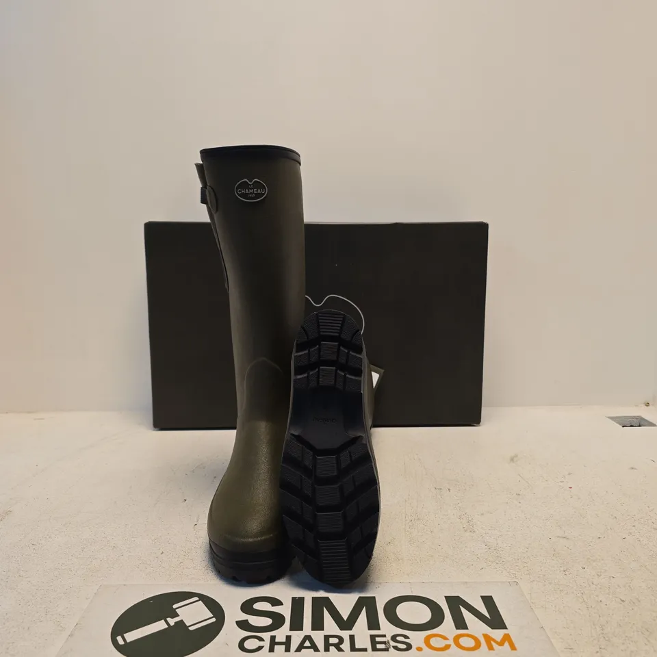 LE CHAMEAU RUBBER BOOTS – BLACK WELLIES, UK 6 (EU 39)