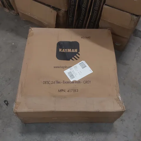 BOXED KAYMAN APPROXIMATELY 24 TILES EXERCISE MATS - GREY