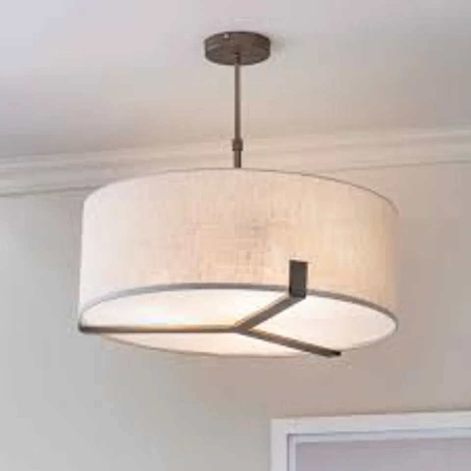 BOXED ENDON HAYFIELD 3 LIGHT PENDANT BRONZE LINEN