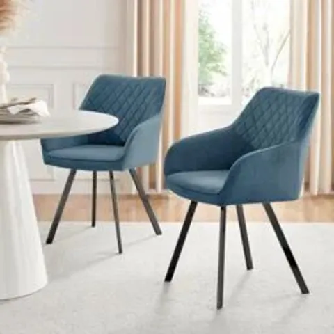 BOXED SET OF 2 WELLERSBURG MODERN UPHOLSTERED DINING CHAIRS - BLUE VELVET (1 BOX)