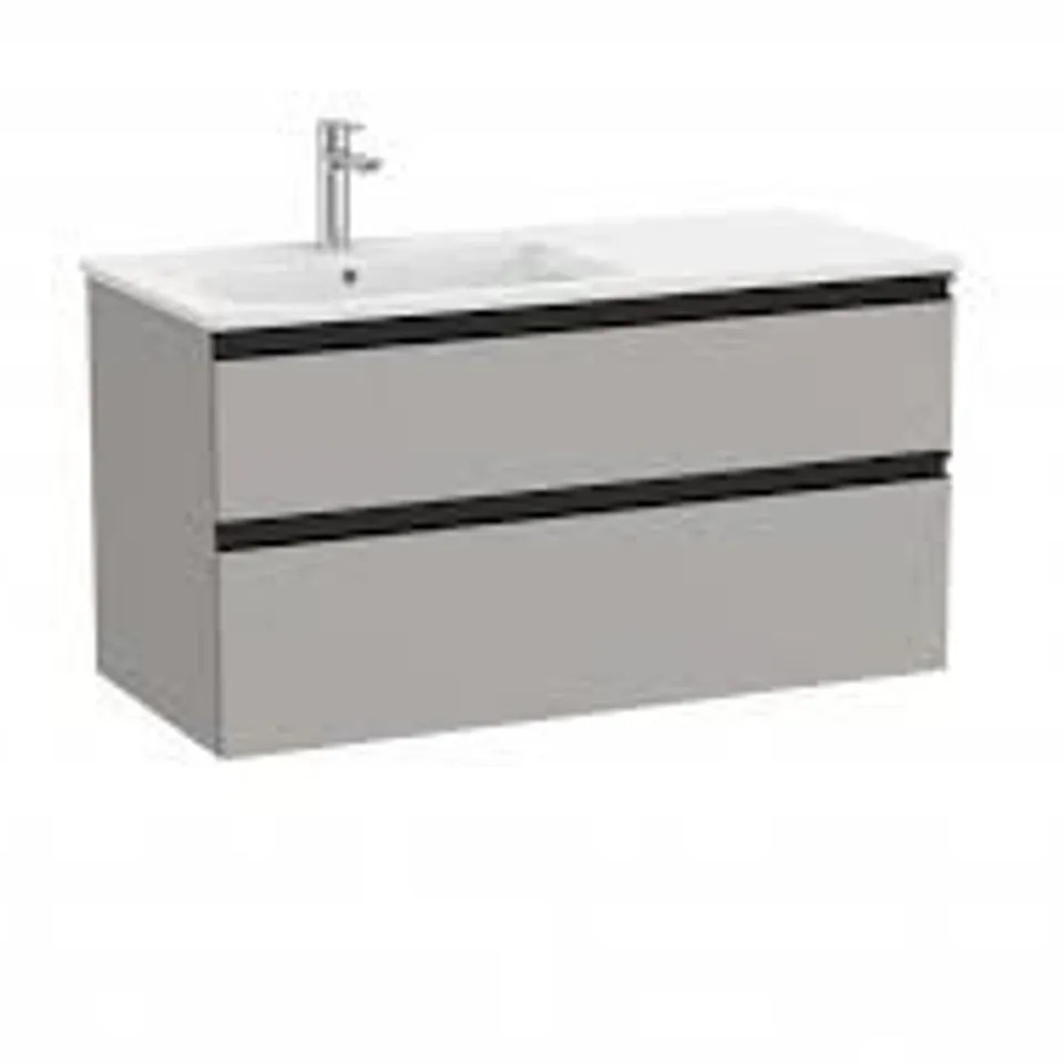 BRAND NEW BOXED ROCA THE GAP 1000MM L/H VANITY UNIT 2 DRAWERS - MATT LIGHT GREY