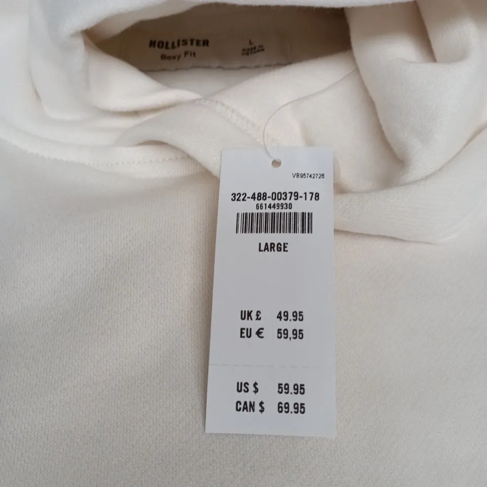 HOLLISTER HOODIE – OFF-WHITE - SIZE L