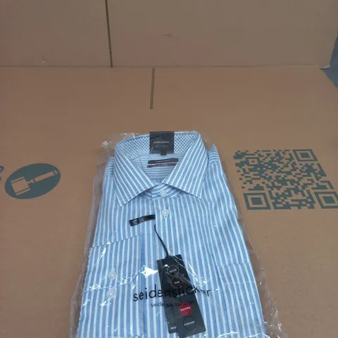 SEIDENSTICKER MEN'S BLUE STRIPED SHIRT - UK 17.5 (EU 44) MODERN FIT