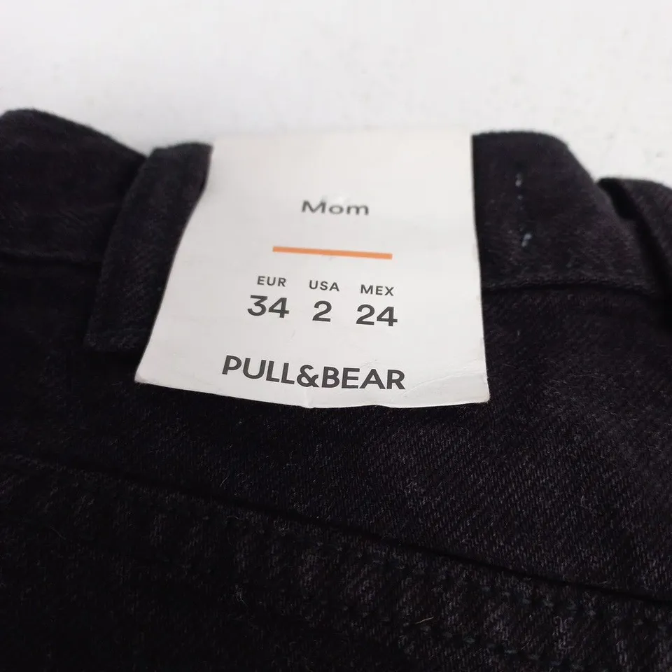 PULL&BEAR MOM DENIM SHORTS – BLACK, UK 6 (EU 34, US 2)