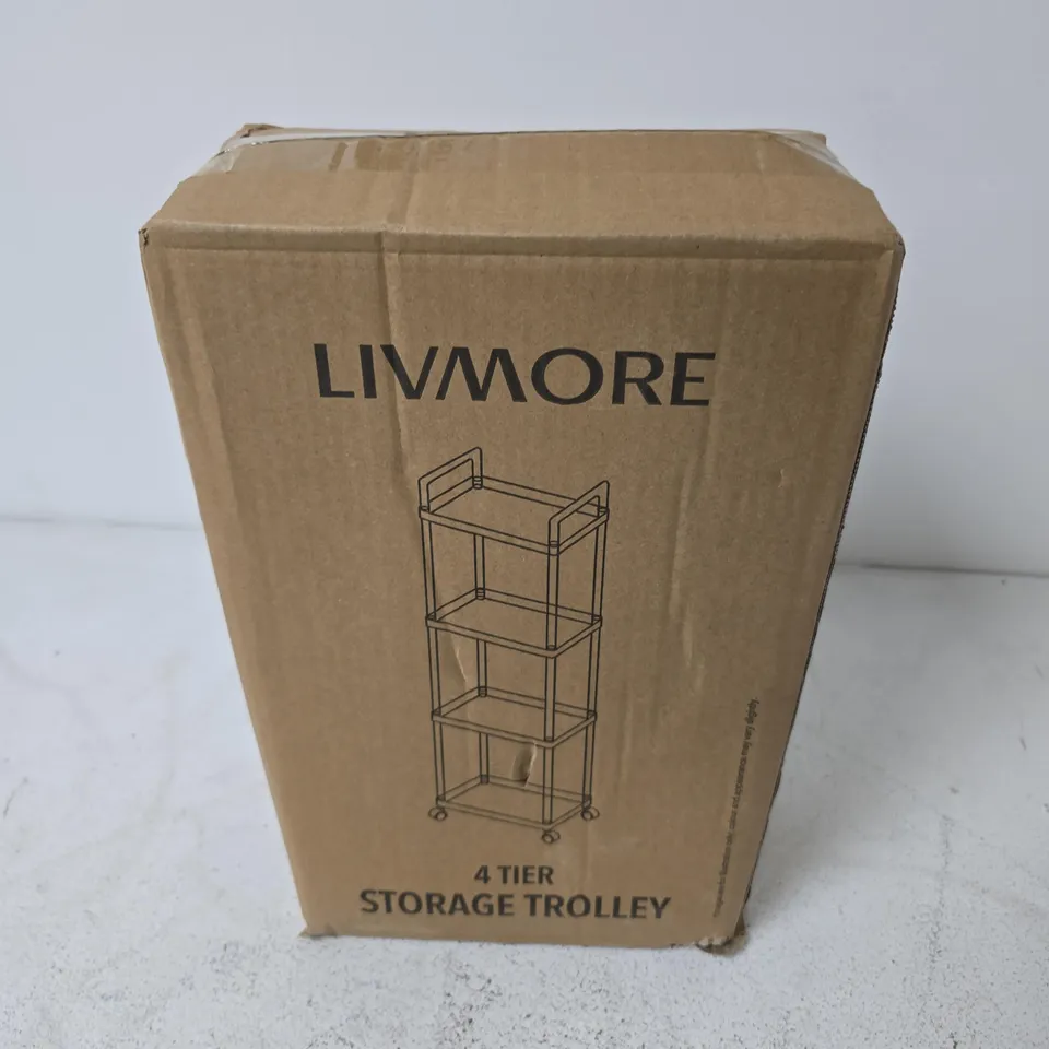 BOXED LIVMORE 4 TIER STORAGE TROLLEY