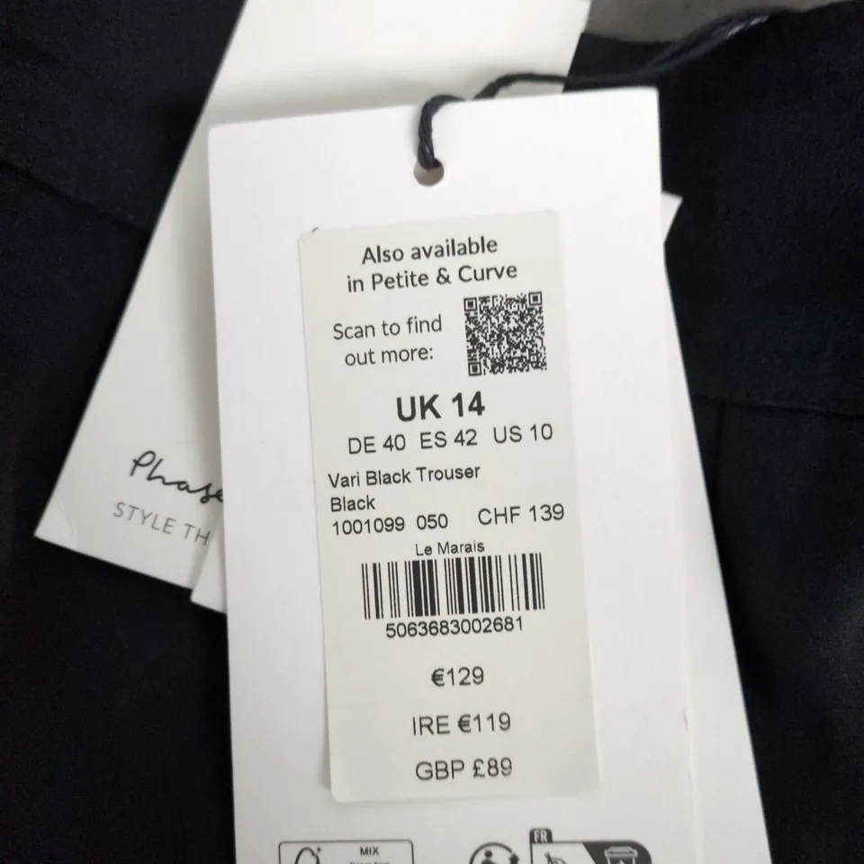 PHASE EIGHT WIDE-LEG TROUSERS, BLACK, UK 14