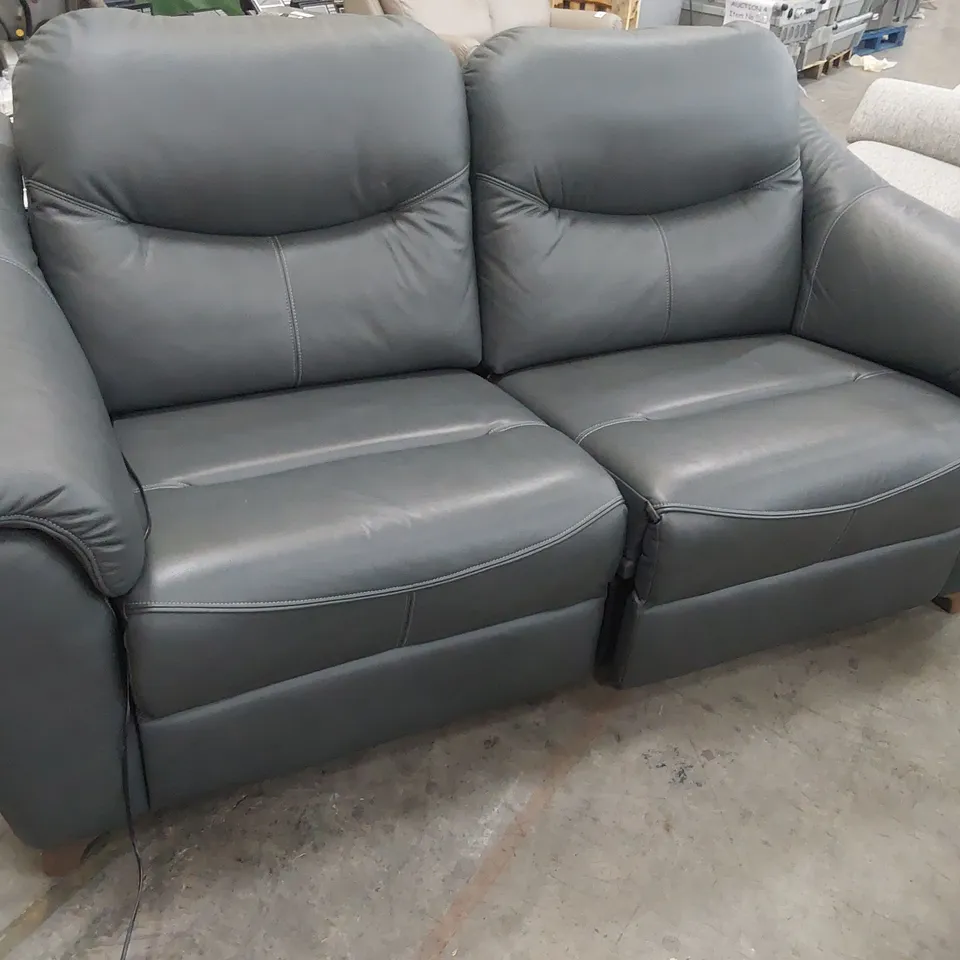 QUALITY BRITISH DESIGNER G PLAN JACKSON POWER RECLINING THREE SEATER SOFA CAMBRIDGE PETROL BLUE LEATHER 