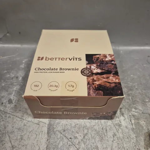 SEALED BETTERVITS CHOCOLATE BROWNIE BARS - 12 X 62G