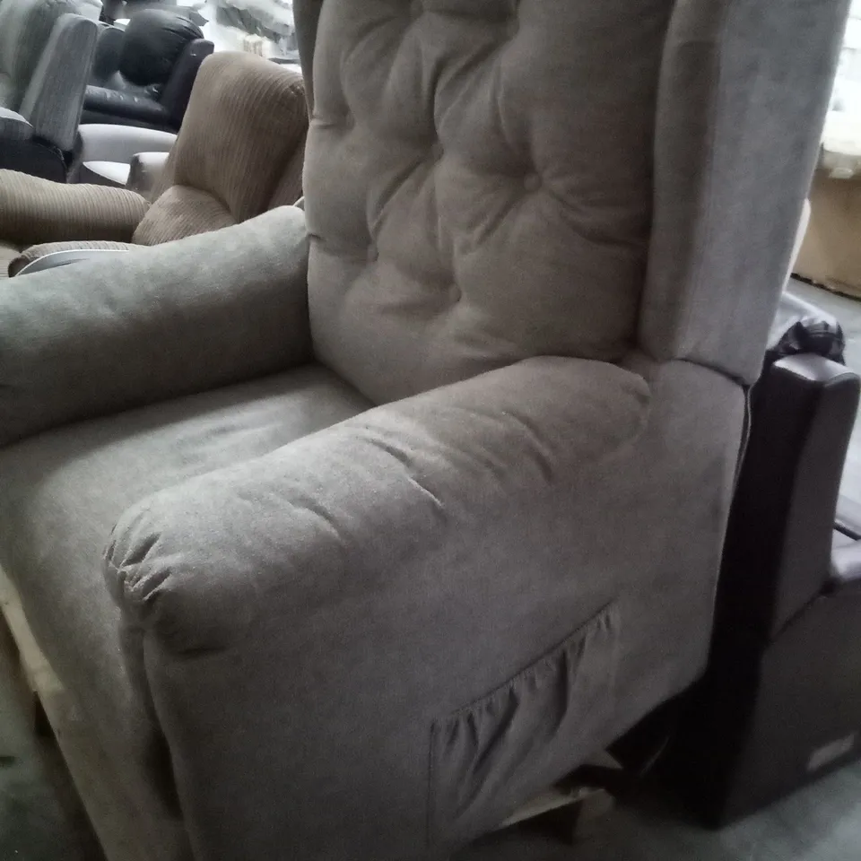 DESIGNER GREY FABRIC ELECTRIC RECLINING EASY CHAIR