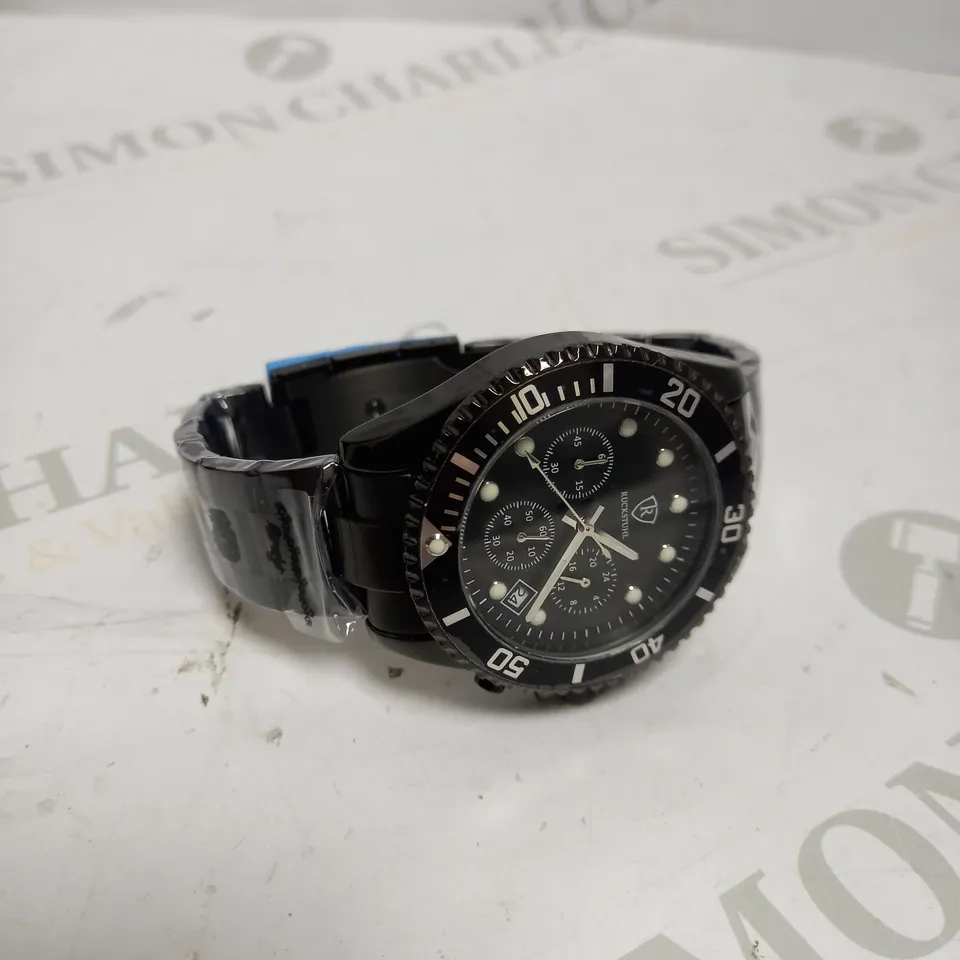 MENS RUCKSTUHL CHRONOGRAPH 8829 WATCH – BLACK DIAL - STAINLESS STEEL STRAP – 3ATM WATER RESISTANT – DATE FUNCTION