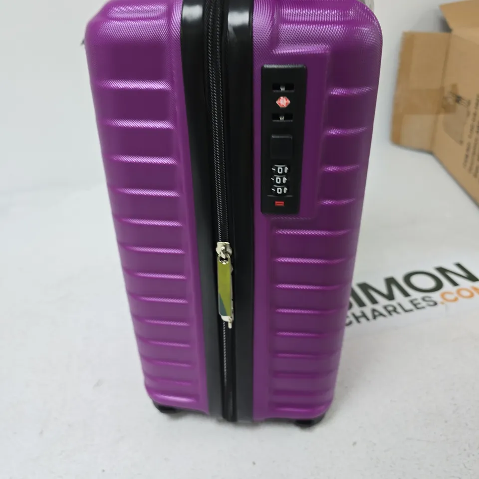 PURPLE HARD-SHELL CARRY-ON SUITCASE – UNDER-SEAT SIZE 40 X 25 X 20 CM