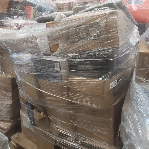 PALLET OF ASSORTED E-COMMERCE GOODS AND PRODUCTS TO INCLUDE: PARASOL BASES, SUITCASES, LARGE LAUNDRY BASKET, EXERCISE BALL ECT