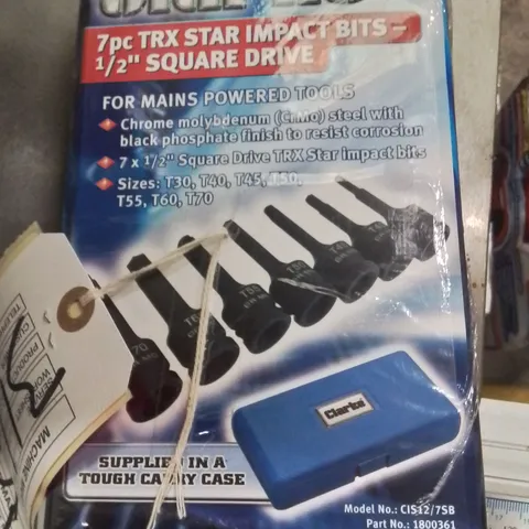 BOXED CLARKE CIS12/7SB 7 PIECE ½” SQUARE DRIVE TRX STAR IMPACT SOCKETS