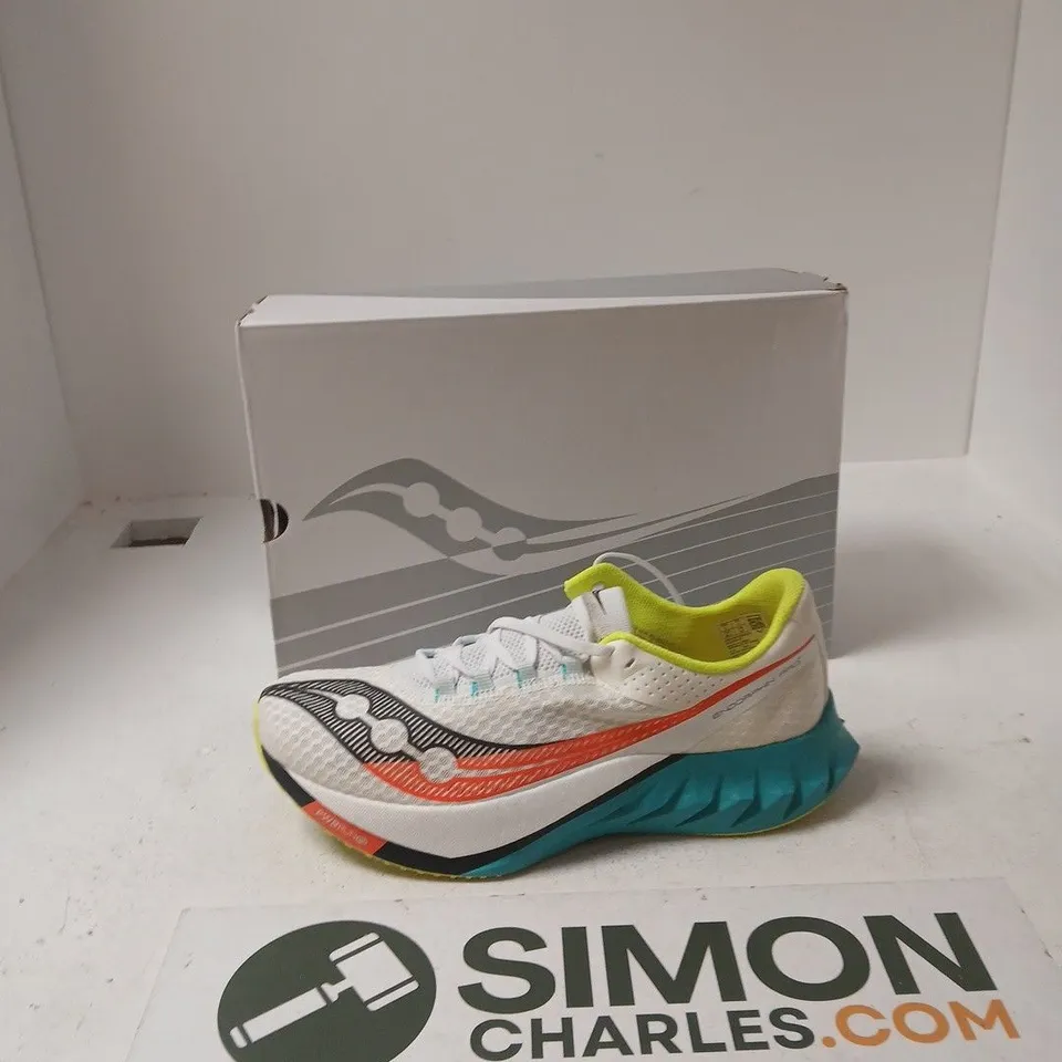ENDORPHIN PRO 4 RUNNING SHOES – MEN'S UK 11 (US 12) – WHITE/NEON YELLOW/TEAL