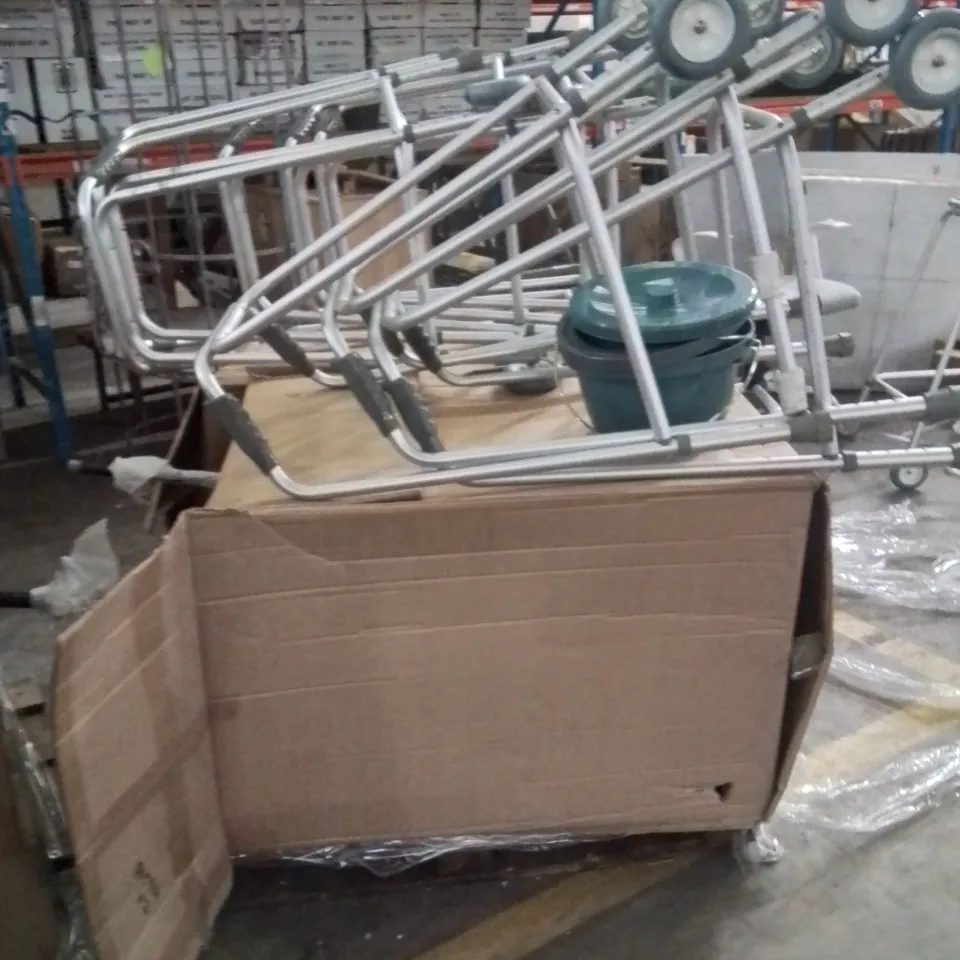 PALLET TO CONTAIN X2 COMMODES AND 11 ZIMMERFRAMES 