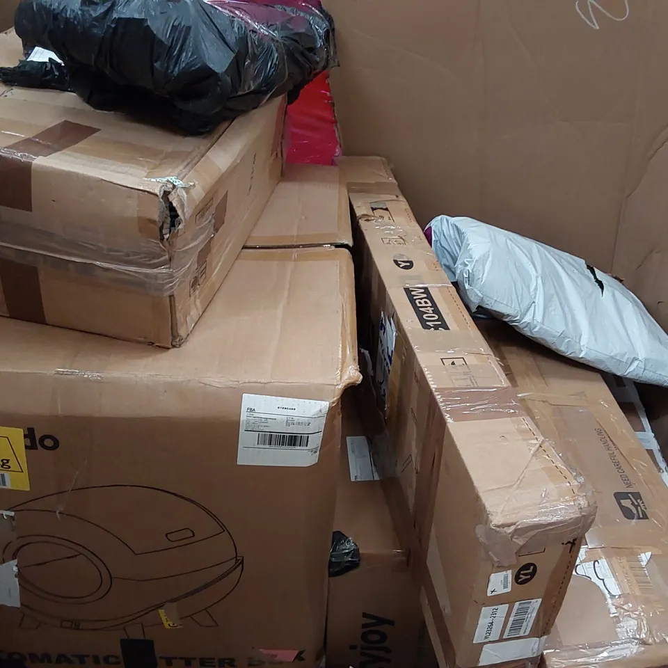 PALLET OF ASSORTED CONSUMER PRODUCTS TO INCLUDE; ELECTRIC RICE COOKER, SMART CEILING FAN LIGHT, AUTOMATIC LITTER BOX, BABY ROCKING CHAIRS, MATTRESS TOPPER, GLOW FOAM STICKS ECT