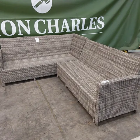 DESIGNER GREY RATTAN GARDEN/PATIO CORNER SOFA