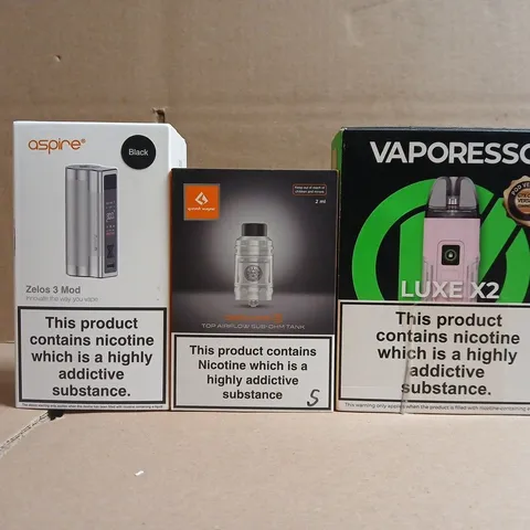 APPROXIAMTELY 15 ASSORTED VAPING PRODUCTS TO INCLUDE VAPORESSO, ASPIRE, ETC - COLLECTION ONLY