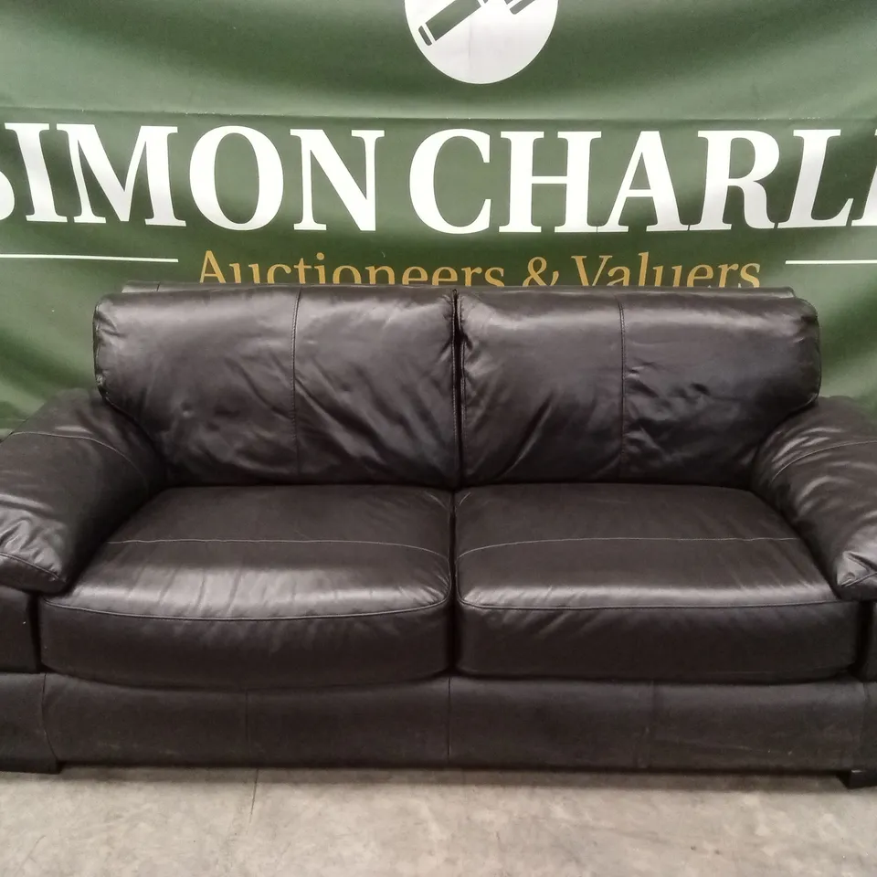 MARLOW ITALIAN LEATHER 3 SEATER SOFA - BLACK RRP £1399