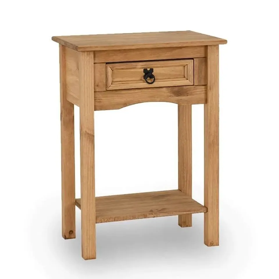 BOXED SECONIQUE CORONA 1 DRAWER CONSOLE TABLE - DISTRESSED WAX PINE (1 BOX)