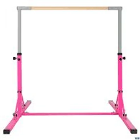 BOXED COSTWAY PINK KIDS FOLDABLE GYMNASTICS BAR - PINK