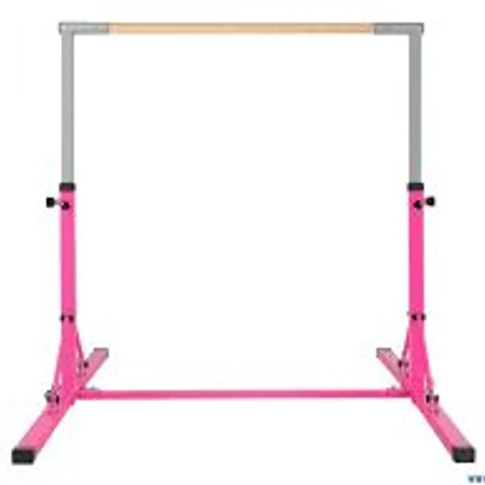 BOXED COSTWAY PINK KIDS FOLDABLE GYMNASTICS BAR - PINK